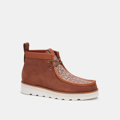 Coach Tan Micro Signature Chukka Boots In Saddle