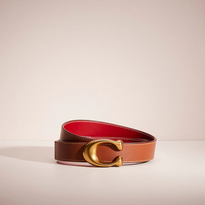 Coach Restored C Hardware Reversible Belt, 32mm In Brass/red/1941 Saddle