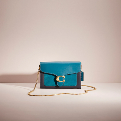 Coach Restored Tabby Chain Clutch In Brass/blue