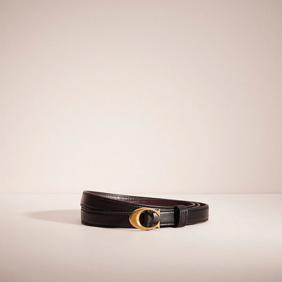 Coach Restored Signature Buckle Belt, 18mm In Brass/black/oxblood