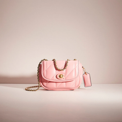 Coach Restored Pillow Madison Shoulder Bag 18 With Quilting In Brass/bubblegum