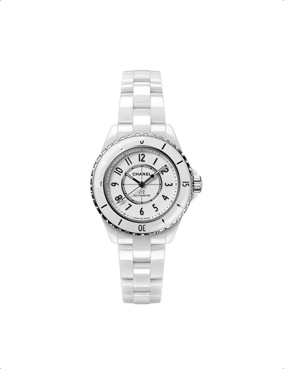 Pre-owned Chanel White H5699 J12 Ceramic And Steel Automatic Automatic Watch
