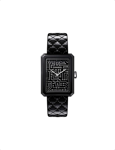 Pre-owned Chanel H7946 Boy·friend Cyberdata Steel And 0.08ct Round-brilliant Diamond Quartz Watch
