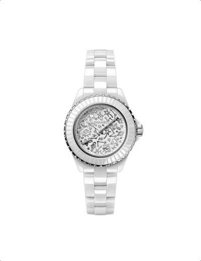 Pre-owned Chanel White H7990 J12 Cosmic Stainless-steel, Ceramic And Diamond Quartz Watch