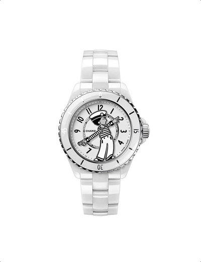 Pre-owned Chanel White H7481 Mademoiselle J12 La Pausa Stainless-steel And Ceramic Automatic Watch