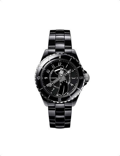 Pre-owned Chanel Black H7609 Mademoiselle J12 La Pausa Stainless-steel And Ceramic Automatic Watch