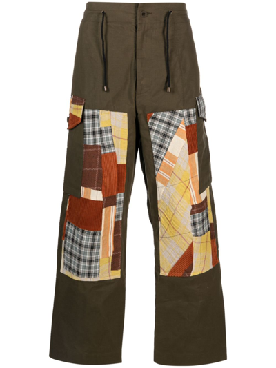 Nicholas Daley Green Patchwork Cargo Trousers