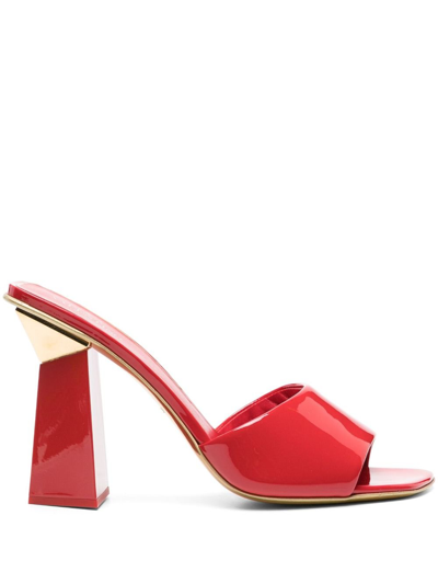 Valentino Garavani One Stud 105 Leather Mules - Women's - Calf Leather/patent Calf Leather In Red