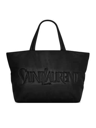 Saint Laurent Tote Bag In Lamb Nappa In Black
