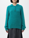 Wood Wood Sebastian Fluffy-knit Long-sleeved Polo Shirt In Green