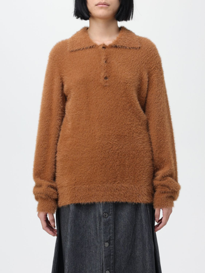 Wood Wood Sebastian Brushed-knit Polo Sweater In Brown