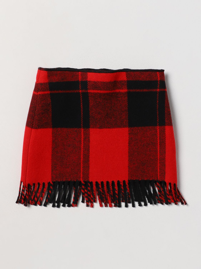 Il Gufo Kids' Checked Fringe Skirt In Red