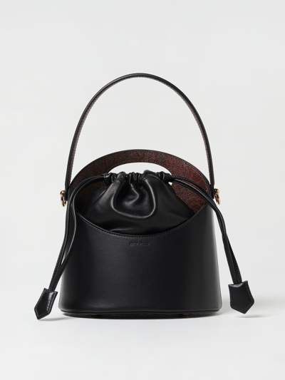 Etro Saturno Leather Bag With Shoulder Strap In Black