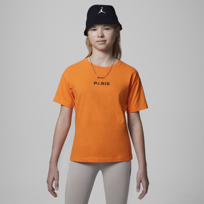 Jordan Paris Saint-germain Tee Big Kids T-shirt In Orange