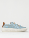 Versace Sneakers In Fabric With Jacquard Logo In Beige