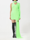 David Koma Green Neon Asymmetric Mini Dress In Acid Green