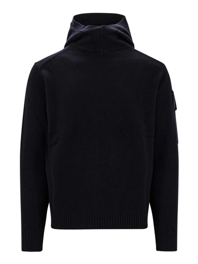 C.p. Company Wool Blend Sweater With Logo Patch In Black