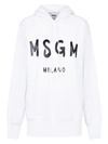 MSGM WHITE COTTON HOODIE