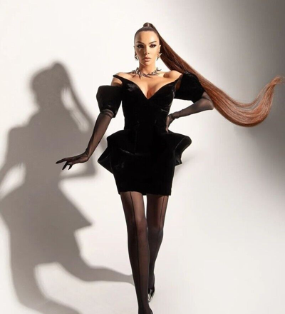Pre-owned Mugler X H&m Hm Velvet Peplum Dress Black Size Uk 8 22 Us 4 18  Eur 36 50