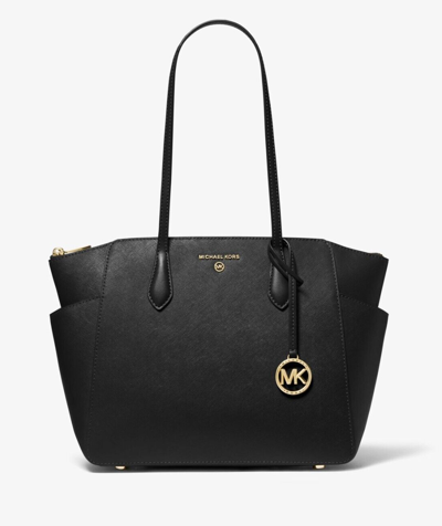 Pre-owned Michael Kors Marilyn Medium Saffiano Leather Tote Bag 'black/gold' - Brand
