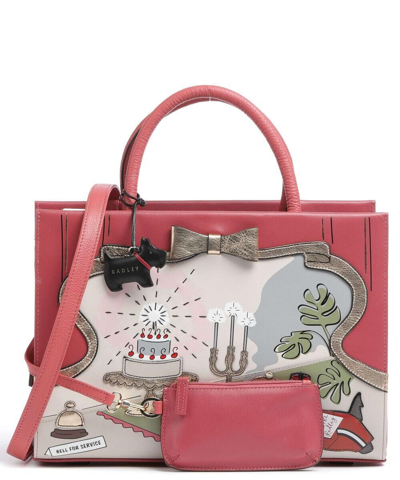 Pre-owned Radley London The  Hotel Handbag Fine Grain Cow Leather Red