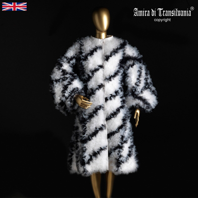 Pre-owned Fashion Woman Clothing Elegant  Coat Faux Fur Original Luxury Overcoat Tulle Cape In White