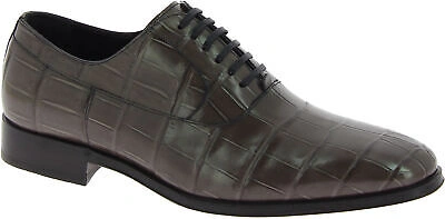 Pre-owned Dolce & Gabbana Dolce&gabbana Men's Oxford Shoes In Grey Crocodile Leather Size Uk 10 - Eu 44