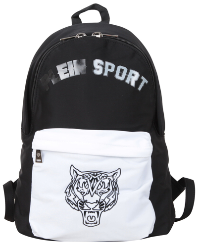 Pre-owned Philipp Plein Sport Men's Backpack Bag Black & White Adjustable Straps Zipper
