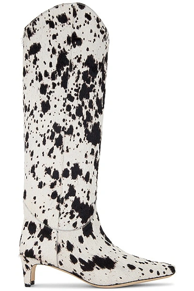 Staud Wally Calfhair Western Knee Boots In Animal