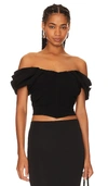 A.l.c Nora Off-the-shoulder Puff-sleeve Corset Top In Black