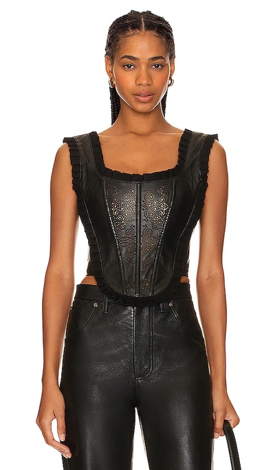 Understated Leather Roxanne Corset Top In Black