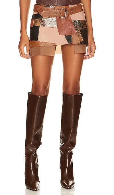 Understated Leather Vixen Skirt In Revolution Multi Tan