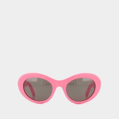 Balenciaga Logo-plaque Round-frame Sunglasses In Pink