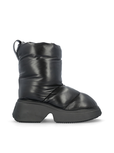 Loewe Round Toe Padded Boots In Black