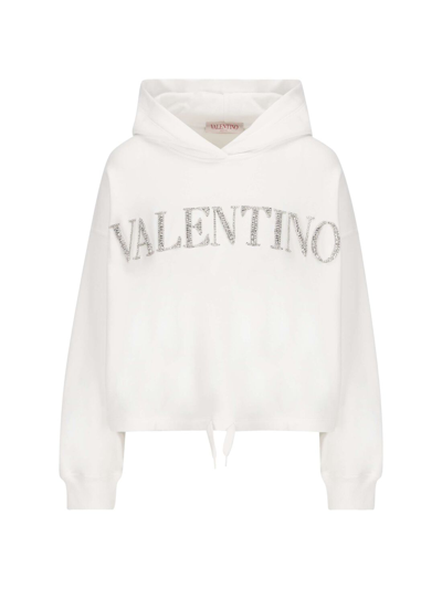 Valentino Embroidered Jersey Sweatshirt In White