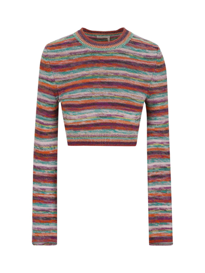 Chloé Chloe Stripes Cashmere Crewneck Sweater In Multicolor