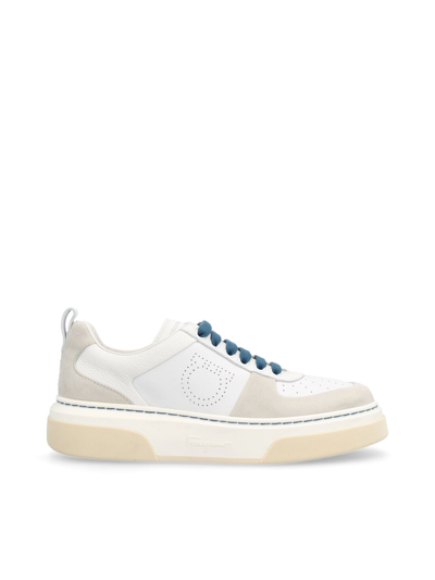 Ferragamo Salvatore  White Leather Cassina Sneakers