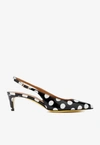 MARNI 50 SLINGBACK POLKA DOT PUMPS IN PATENT LEATHER