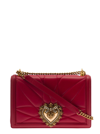DOLCE & GABBANA 'DEVOTION' BIG RED SHIULDER BAG WITH HEART JEWEL DETAIL IN MATELASSÉ LEATHER WOMAN