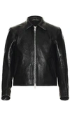 Our Legacy Dyed Leather Moto Jacket In Black