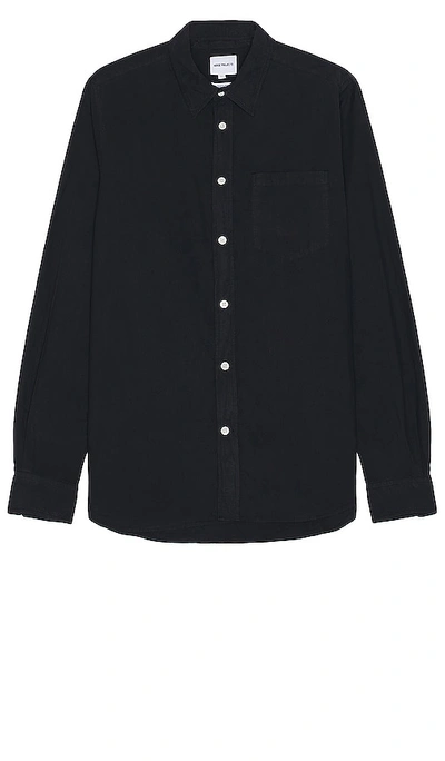 Norse Projects Osvald Cotton Tencel Shirt In Dark Navy