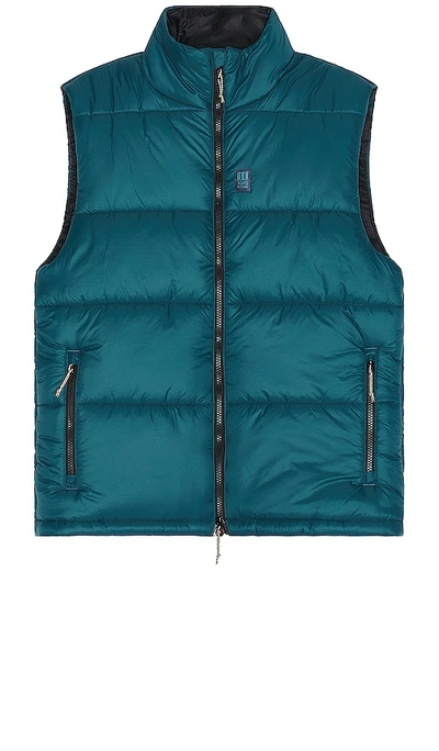 Topo Designs Mountain Puffer Waistcoat In Teal
