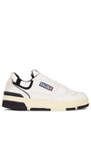 Autry White Low Top Sneakers With Black Details And Logo Patch In Leather And Suede Man In White