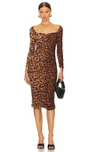 L Agence Marise Leopard Print Bodycon Dress In Brown