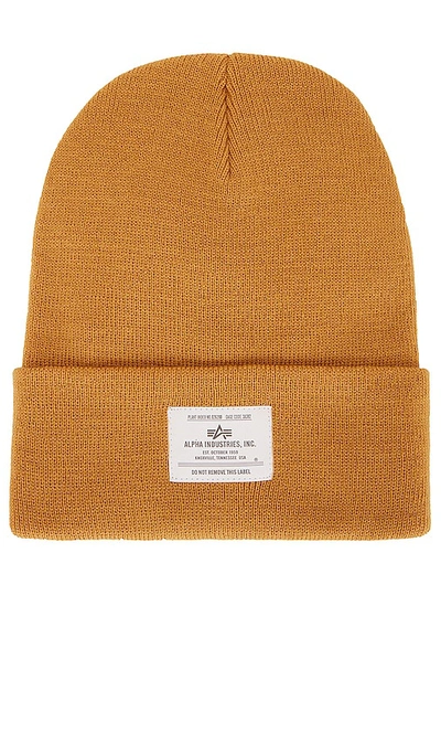 Alpha Industries Essential Beanie In Bronzed Brown