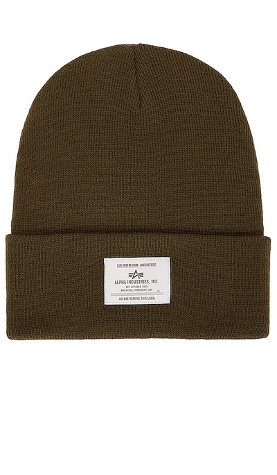 Alpha Industries Essential Beanie In Olive