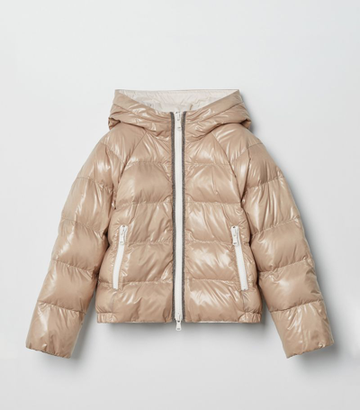 Brunello Cucinelli Kids' Zip-up Goose Padded Jacket In Neutrals