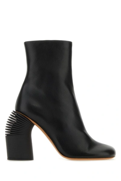 Off-white Off White Woman Black Leather Spring Ankle Boots In Negro