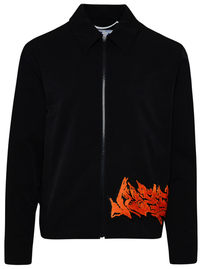 Off-white Man Black Cotton Blend Neen Harrington Jacket