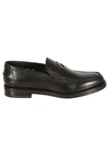DOUCAL'S BLACK SLIP-ON LEATHER PENNY LOAFERS